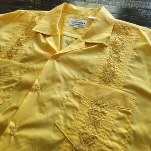 Original Guayabera By Dimension  Yellow Lightweight Casual Shirt, Size XL